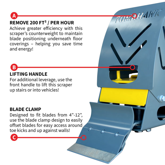 Tomahawk Power Electric Floor Scraper Vinyl Stripper Carpet Wood Floor Remover Scarifiers - Features