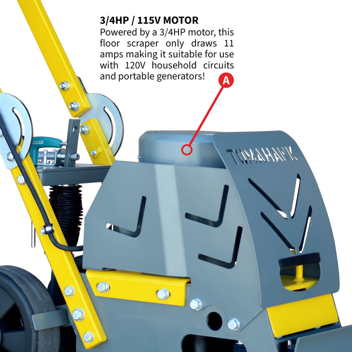 Tomahawk Power Electric Floor Scraper Vinyl Stripper Carpet Wood Floor Remover Scarifiers - Dimensions