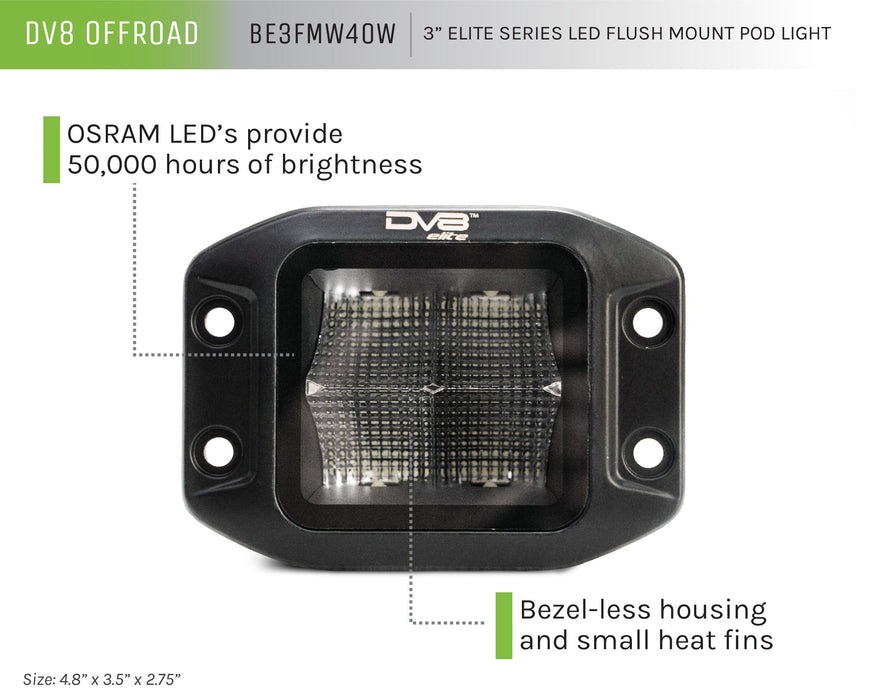 DV8 Offroad 3-Inch Elite Series LED Flush Mount Pod Light – image 7 of 9