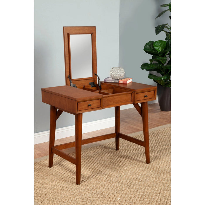 Alpine Furniture Flynn Bedroom Vanity, Chestnut
