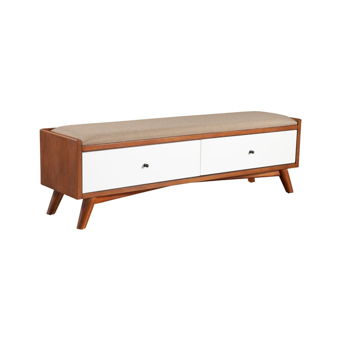Alpine Furniture Flynn Bench, Chestnut/White
