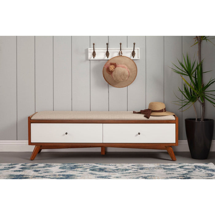 Alpine Furniture Flynn Bench, Chestnut/White
