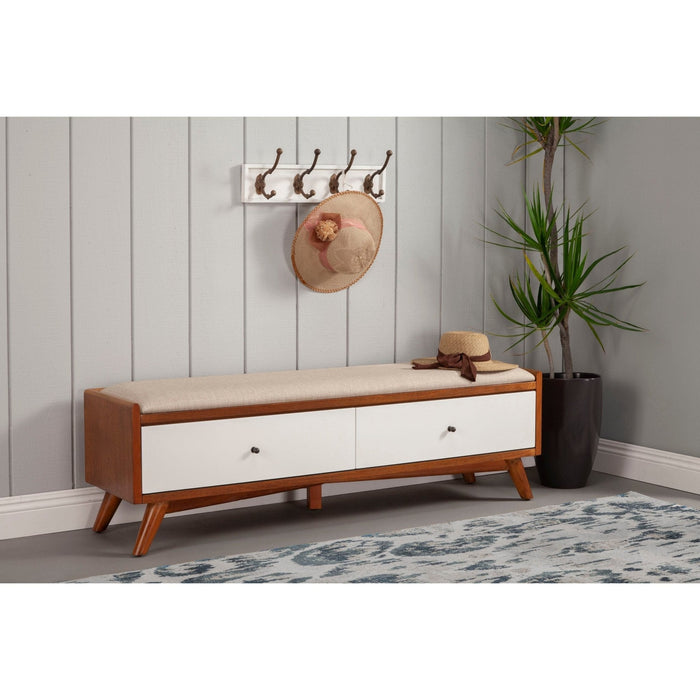 Alpine Furniture Flynn Bench, Chestnut/White