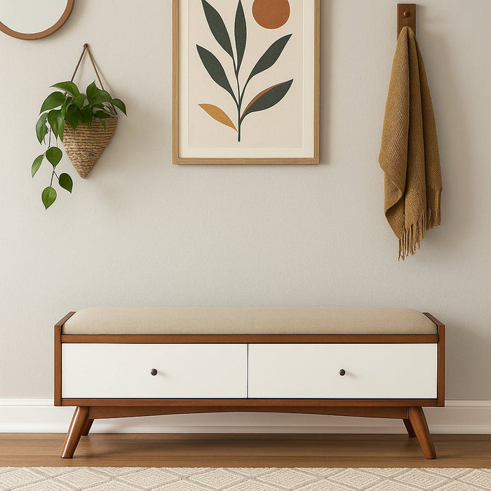 Alpine Furniture Flynn Bench, Chestnut/White