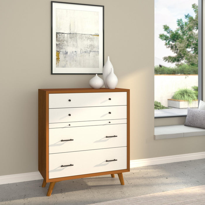 Alpine Furniture Flynn Chest, Chestnut/White