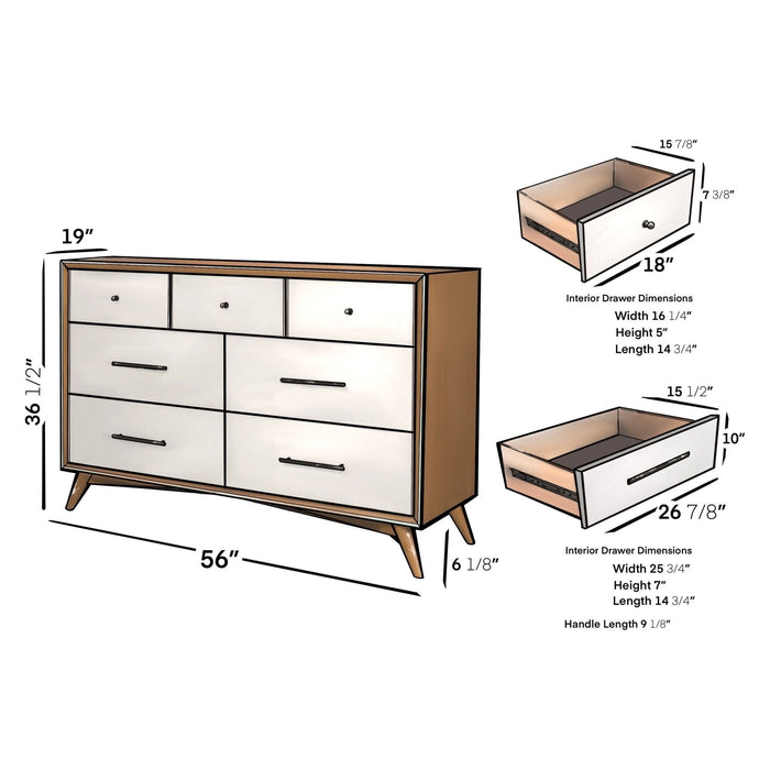 Alpine Furniture Flynn Dresser, Chestnut/White