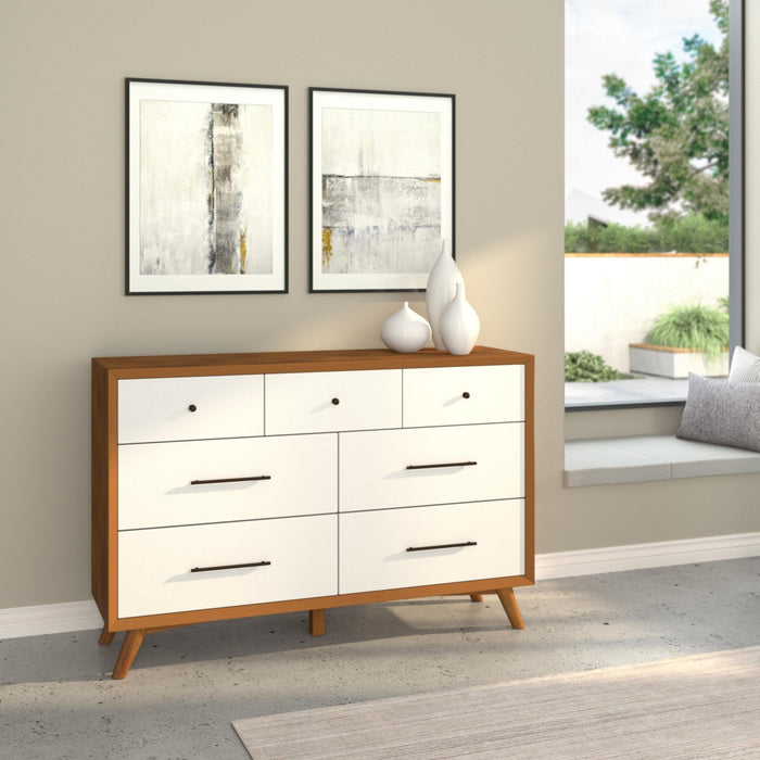 Alpine Furniture Flynn Dresser, Chestnut/White