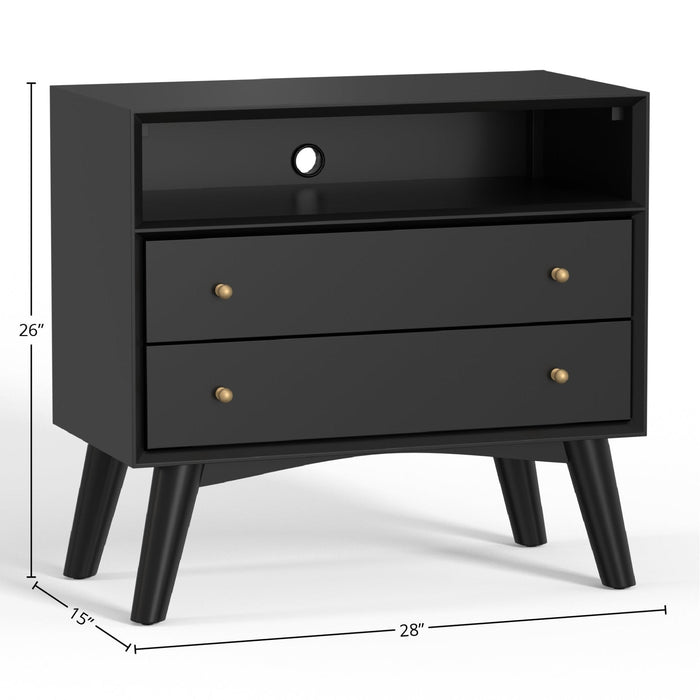 Alpine Furniture Flynn Large Nightstand, Black