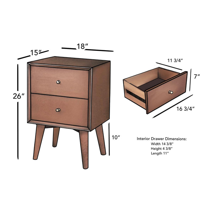 Alpine Furniture Flynn Nightstand, Chestnut