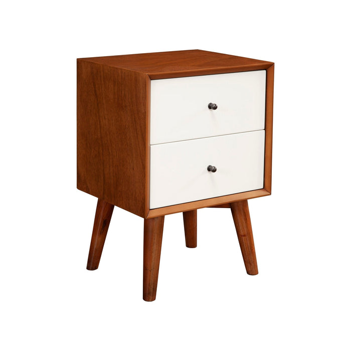 Alpine Furniture Flynn Nightstand, Chestnut/White