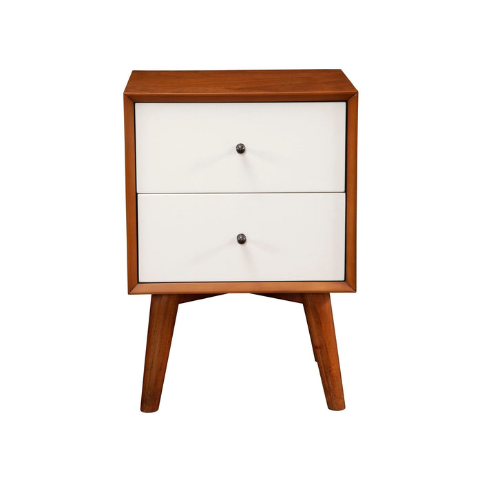 Alpine Furniture Flynn Nightstand, Chestnut/White