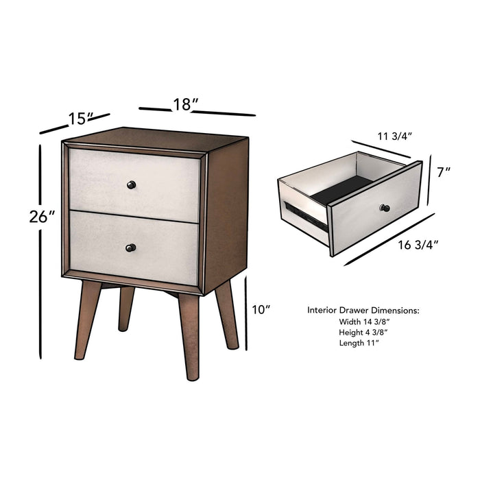 Alpine Furniture Flynn Nightstand, Chestnut/White