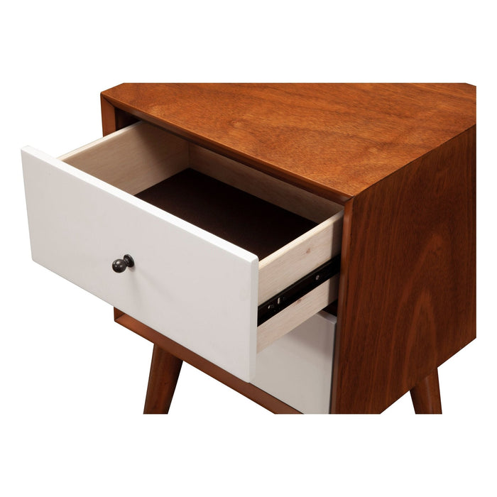 Alpine Furniture Flynn Nightstand, Chestnut/White