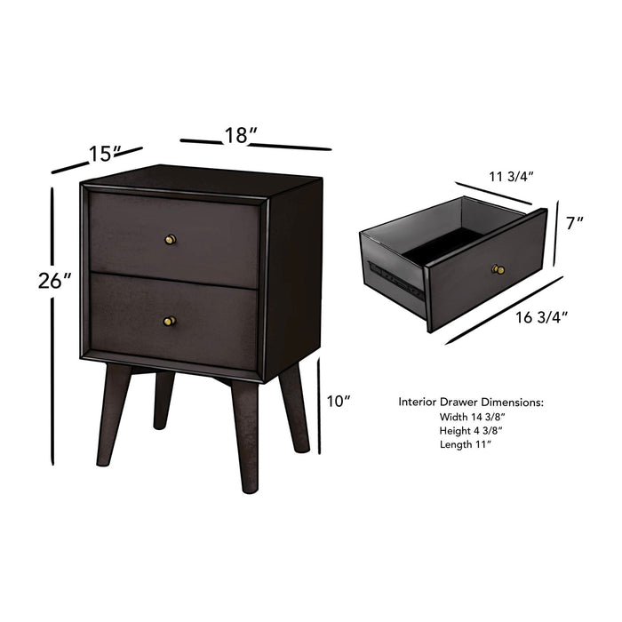 Alpine Furniture Flynn Nightstand, Black