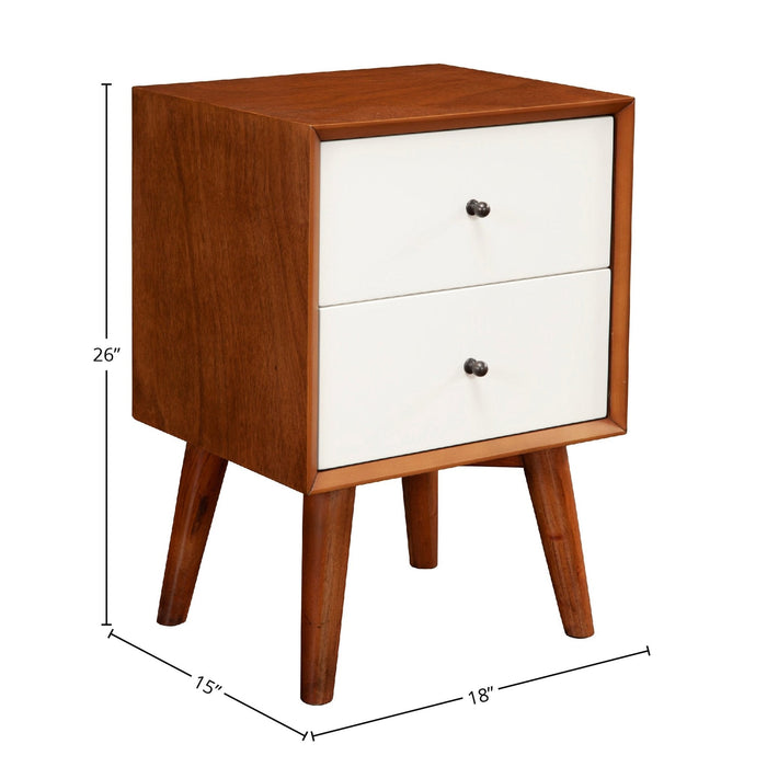 Alpine Furniture Flynn Nightstand, Chestnut/White