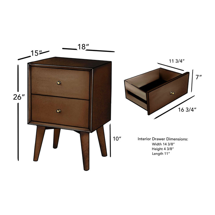 Alpine Furniture Flynn Nightstand, Walnut