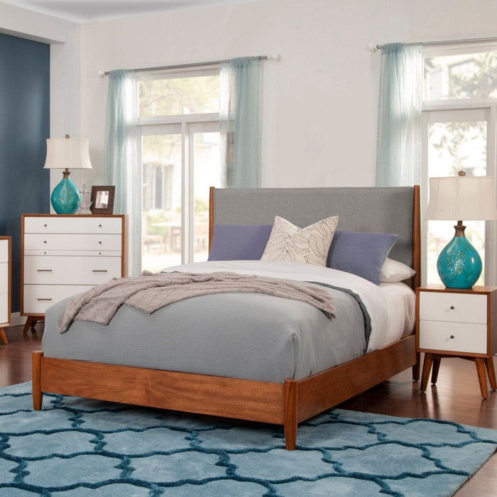 Alpine Furniture Flynn Panel Bed, Chestnut/Grey