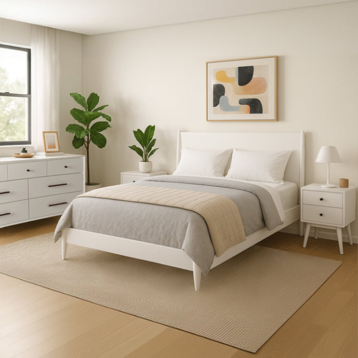 Alpine Furniture Flynn Panel Bed, White