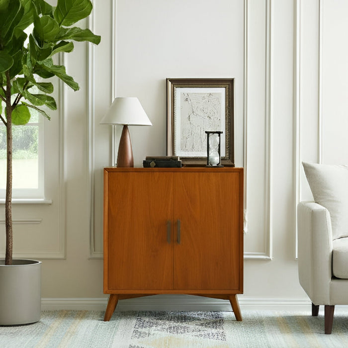 Alpine Furniture Flynn Small Bar Cabinet, Chestnut