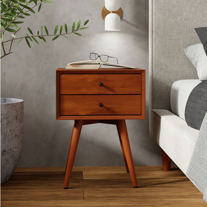 Alpine Furniture Flynn Small Nightstand, Chestnut