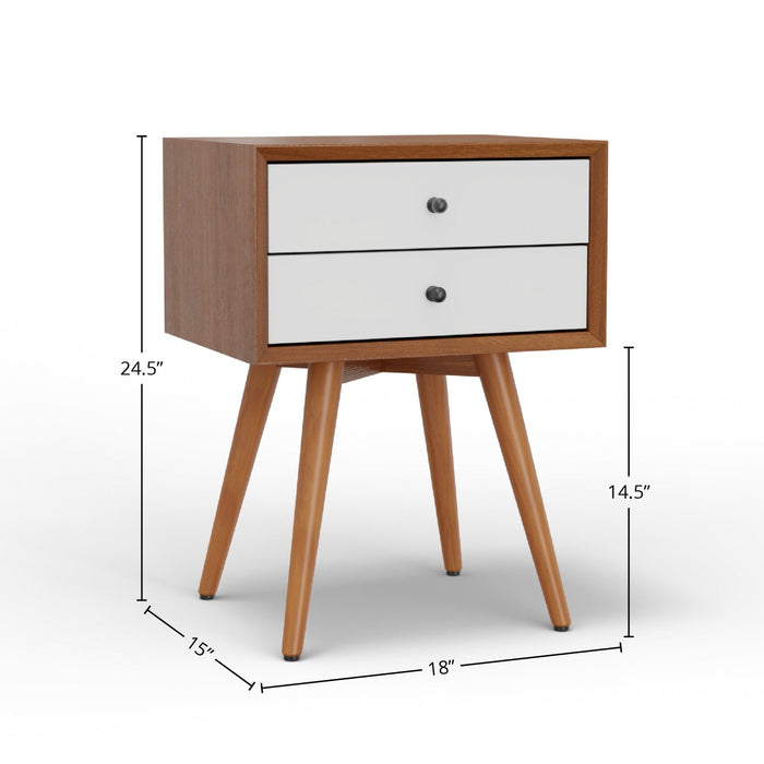 Alpine Furniture Flynn Small Nightstand, Chestnut/White