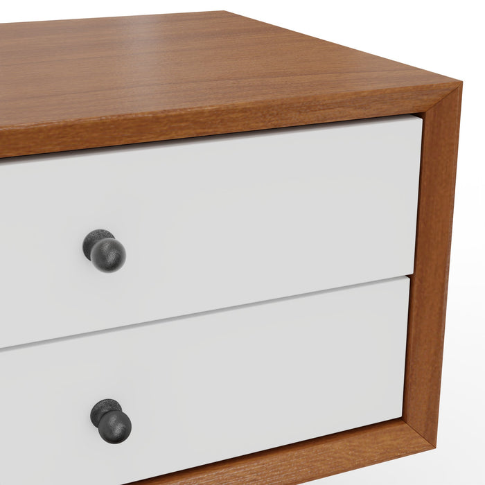 Alpine Furniture Flynn Small Nightstand, Chestnut/White