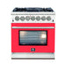 Forno 30" Capriasca Dual Fuel Range with 5 Gas Burners and 240v Electric Oven in Stainless Steel with Red Door (FFSGS6187-30RED) Ranges Forno 