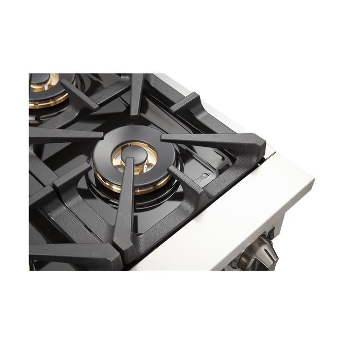 Forno 30-Inch Capriasca Dual Fuel Range with 5 Gas Burners and 240v Electric Oven in Stainless Steel with White Door (FFSGS6187-30WHT)