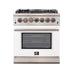 Forno 30" Capriasca Gas Range with 5 Burners and Convection Oven in Stainless Steel with White Door (FFSGS6260-30WHT) Ranges Forno 
