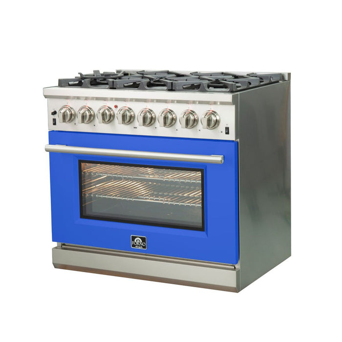 Forno 36-Inch Capriasca Dual Fuel Range with 6 Gas Burners and 240v Electric Oven in Stainless Steel with... - Side View