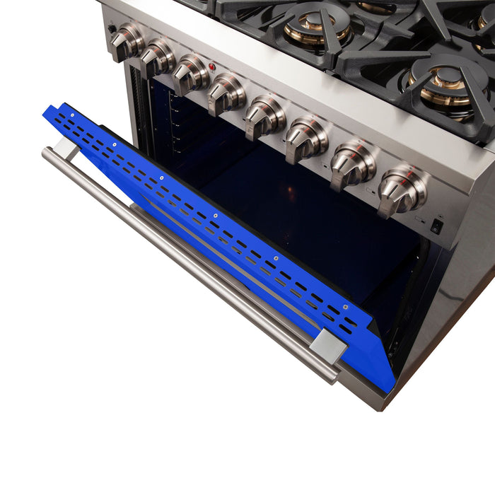 Forno 36-Inch Capriasca Dual Fuel Range with 6 Gas Burners and 240v Electric Oven in Stainless Steel with... - Dimensions