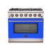 Forno 36" Capriasca Gas Range with 6 Burners and Convection Oven in Stainless Steel with Blue Door (FFSGS6260-36BLU) Ranges Forno 