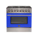 Forno 36" Galiano Dual Fuel Range with 6 Gas Burners and 240v Electric Oven in Stainless Steel with Blue Door (FFSGS6156-36BLU) Ranges Forno 