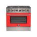 Forno 36" Galiano Dual Fuel Range with 6 Gas Burners and 240v Electric Oven in Stainless Steel with Red Door (FFSGS6156-36RED) Ranges Forno 