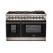 Forno 48" Capriasca Dual Fuel Range with 8 Gas Burners and 240v Electric Oven in Stainless Steel with Black Door (FFSGS6187-48BLK) Ranges Forno 