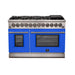 Forno 48" Capriasca Dual Fuel Range with 8 Gas Burners and 240v Electric Oven in Stainless Steel with Blue Door (FFSGS6187-48BLU) Ranges Forno 