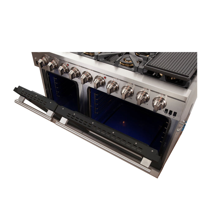 Forno 48-Inch Capriasca Gas Range with 8 Gas Burners and Convection Oven in Stainless Steel with Black Door (FFSGS6260-48BLK)