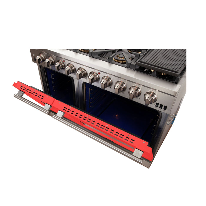 Forno 48-Inch Capriasca Gas Range with 8 Gas Burners and Convection Oven in Stainless Steel with Red Door (FFSGS6260-48RED)