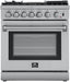 FORNO Lazio 30" Dual Fuel Range with 5 Burners, Air Fryer, Steam Cleaning, and Griddle FFSGS6196-30 FORNO