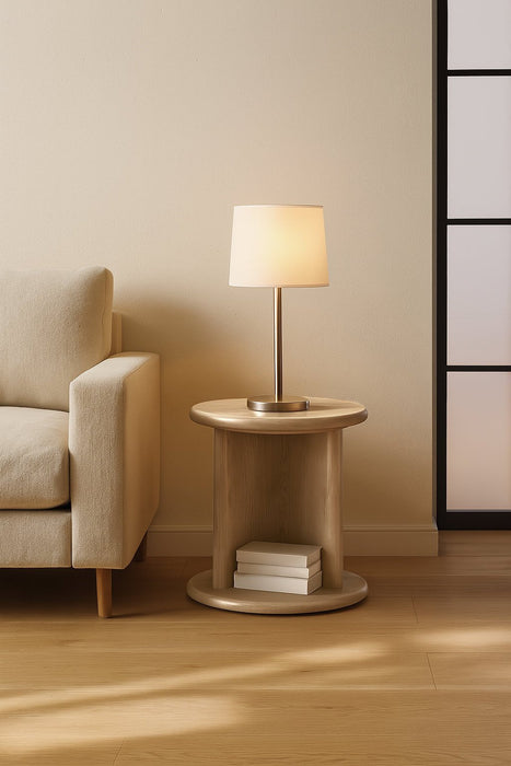 Alpine Furniture Cleo Gabrielle End Table, Light Oak