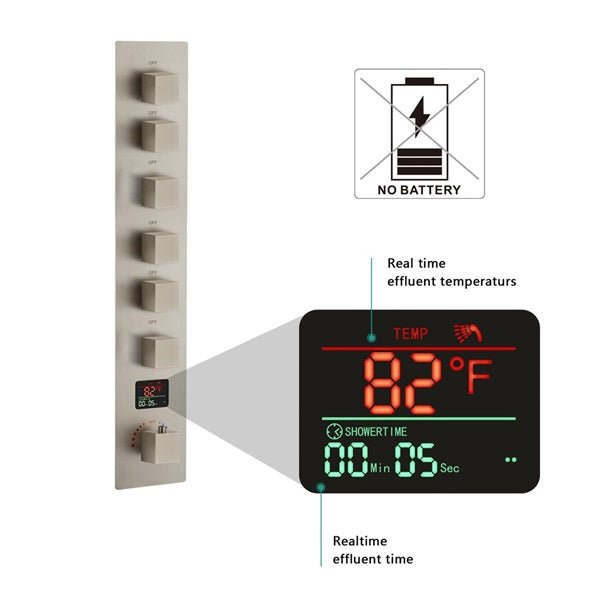 Cascada Showers Genoa 16"x36" Brushed Nickel Music LED Digital Shower System By Cascada Shower - Detail View