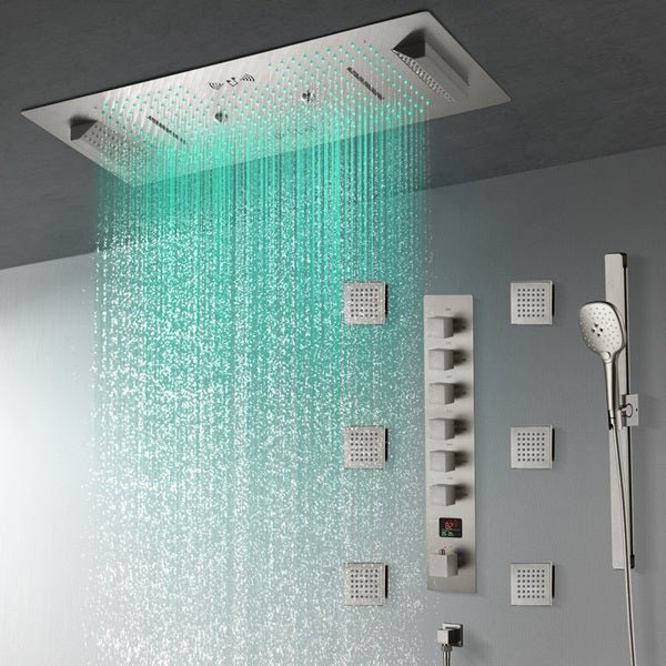 Cascada Showers Genoa 16"x36" Brushed Nickel Music LED Digital Shower System By Cascada Shower