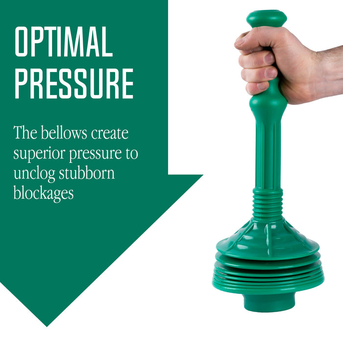 Utility-Sink.com Bellows Accordion Toilet Plunger (Green) - Detail View 2