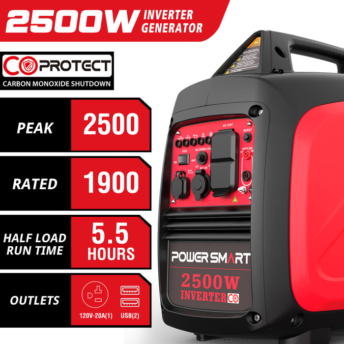 PowerSmart 2500W Inverter Gas Generator w/ CO Alert HB5020C