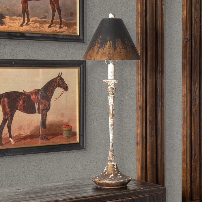 Park Hill Collection Dudley Buffet Lamp - Elegant Distressed Rust Finish, Antique White Metal... Home Decor - Detail View