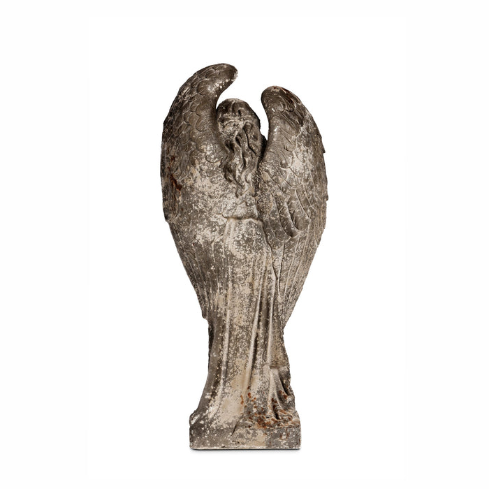 Park Hill Collection Tariel Garden Angel Statue - Elegant Aged Stone Finish for Enchanting Outdoor Spaces, 32" Tall