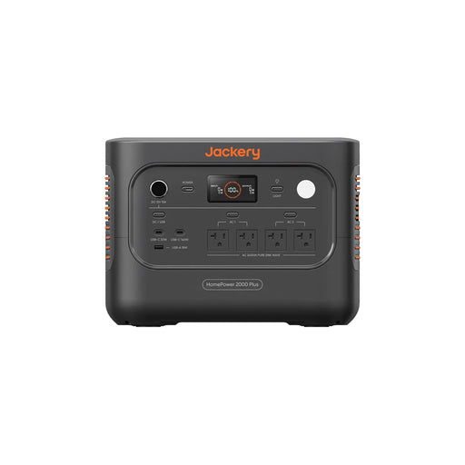 Jackery HomePower 2000 Plus v2 Solar Generator with SolarSaga 500X – HomePower 2000 Plus v2 portable power station front view