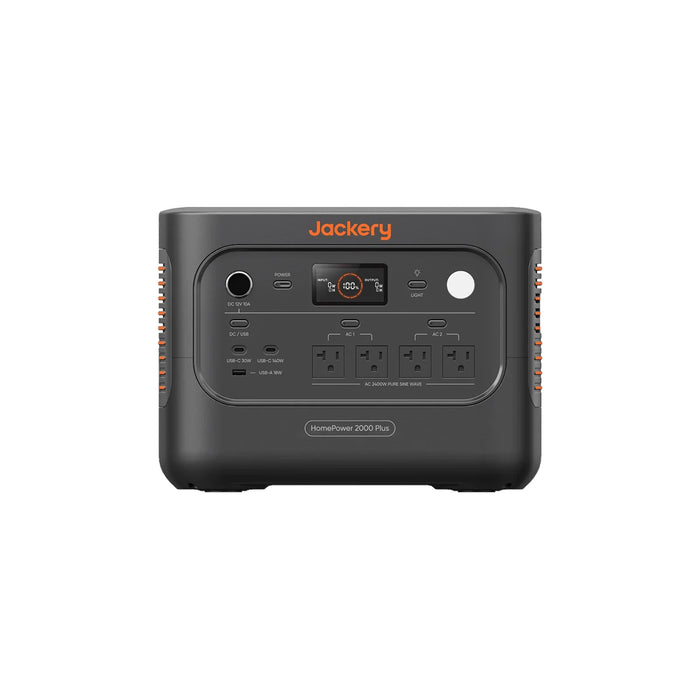 Jackery HomePower 2000 Plus v2 Solar Generator with SolarSaga 500X – HomePower 2000 Plus v2 portable power station front view