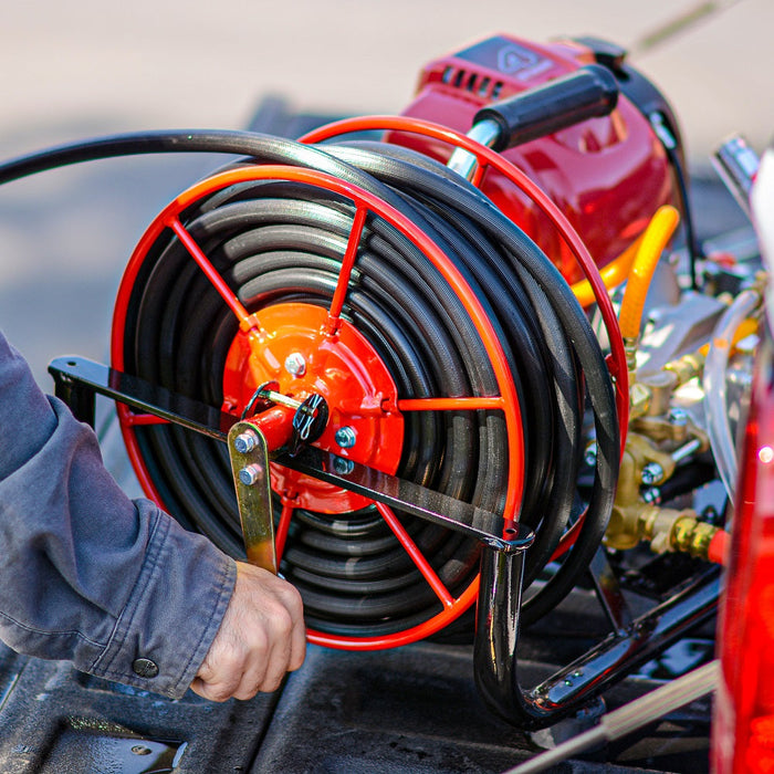1.6HP Skid Sprayer Barrel Mount Only with Honda GX35 100ft Hose and 500 PSI Pump for Pest Control - interior view