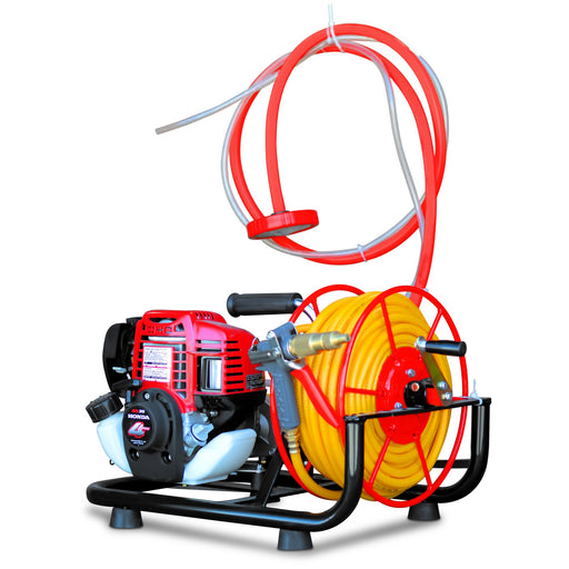 1.6HP Skid Sprayer Barrel Mount Only with Honda GX35 100ft Hose and 500 PSI Pump for Pest Control - front view